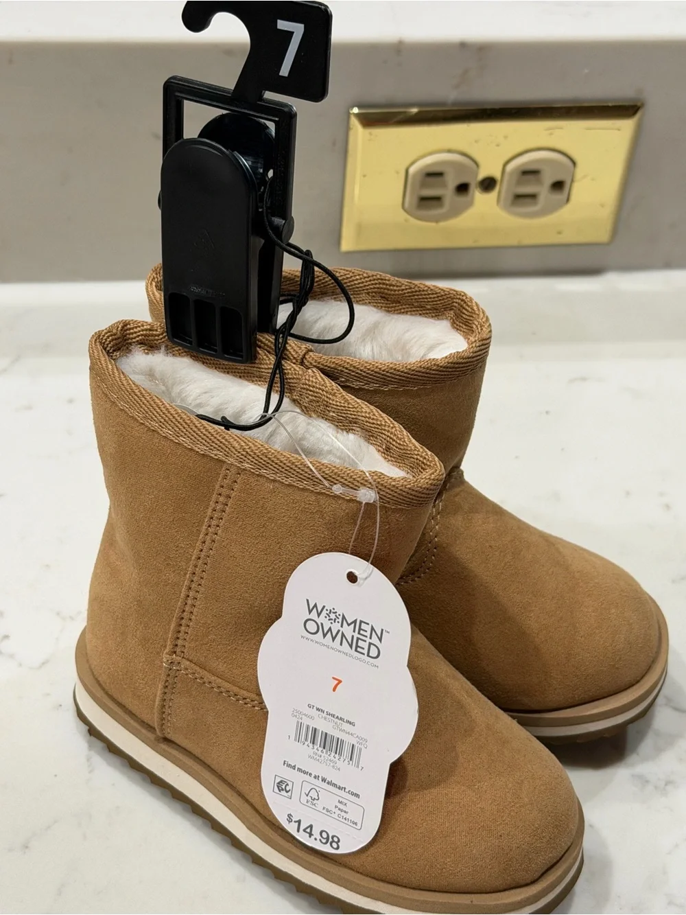 wonder nation Tan Plush-Lined Kids Boots